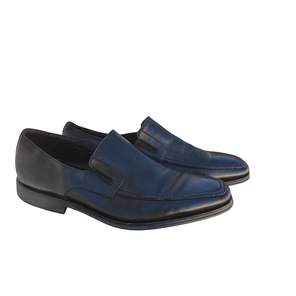 Bruno Magli Black Leather Slip On Dress Shoes Made In Italy Mens 8.5